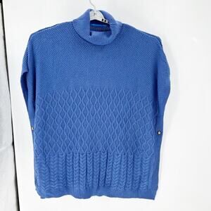 LANE BRYANT Blue cable Knit Poncho Kimono Sleeve Turtleneck Pullover size 22/28